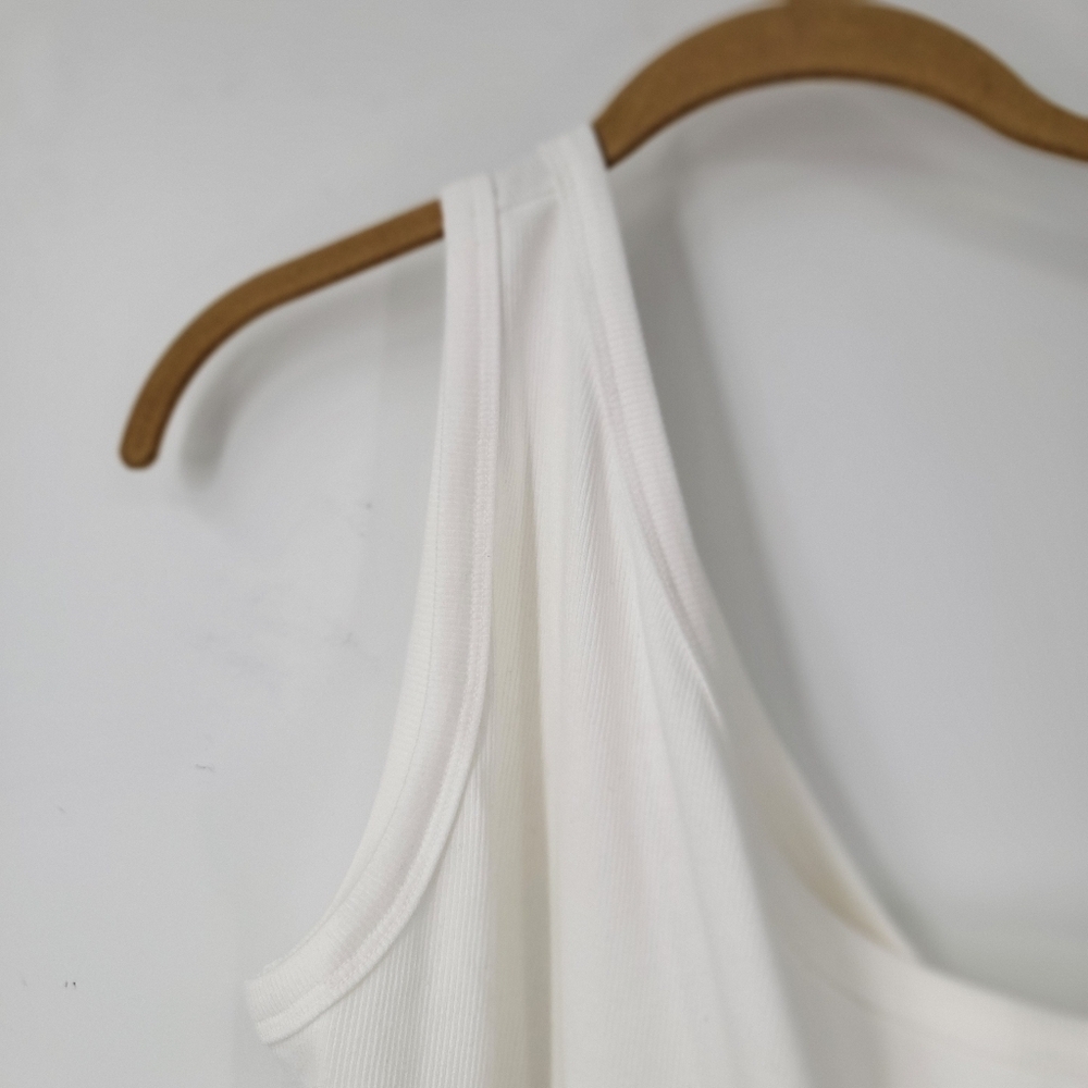 Anthropologie Pilcro New White Ribbed One Shoulder Tank Top Size Large Neutral - Picture 13 of 15
